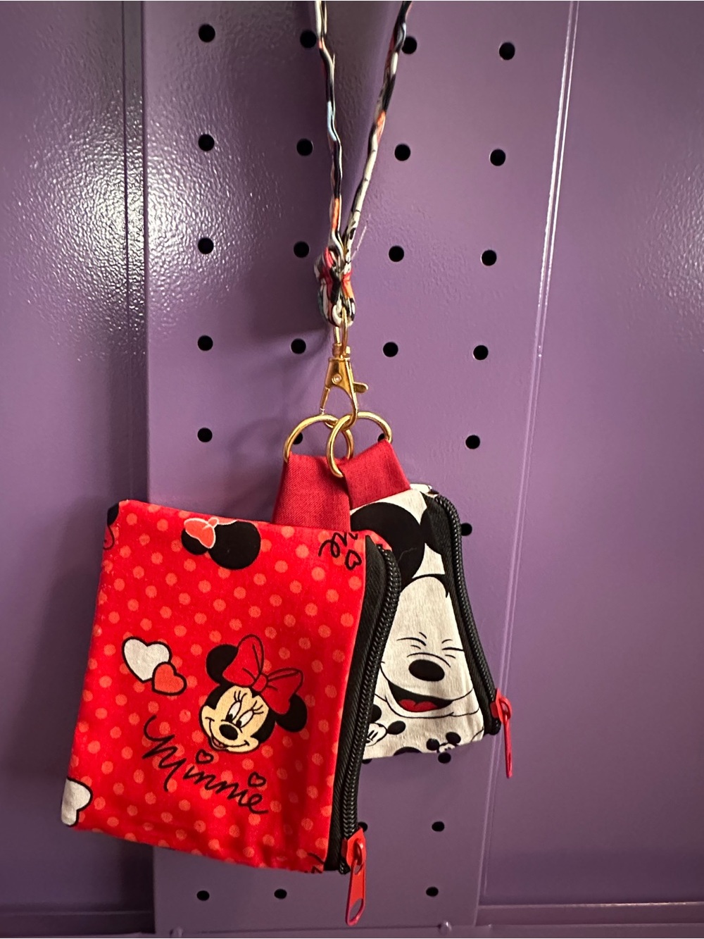 Disney Minnie Mouse Red and Black Double Zipper Coin Pouches